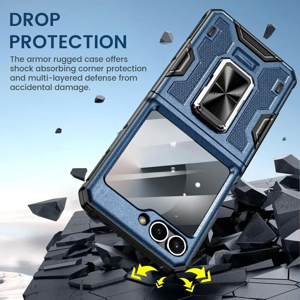 Galaxy Z Flip 6 Case with Belt Clip Holster  Rotatable Ring Kickstand
